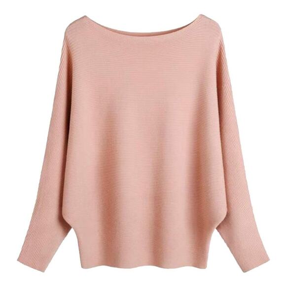 Gaberly Light Pink boat neck batwing Dolman pullover sweater One size 4-14 - Picture 1 of 5